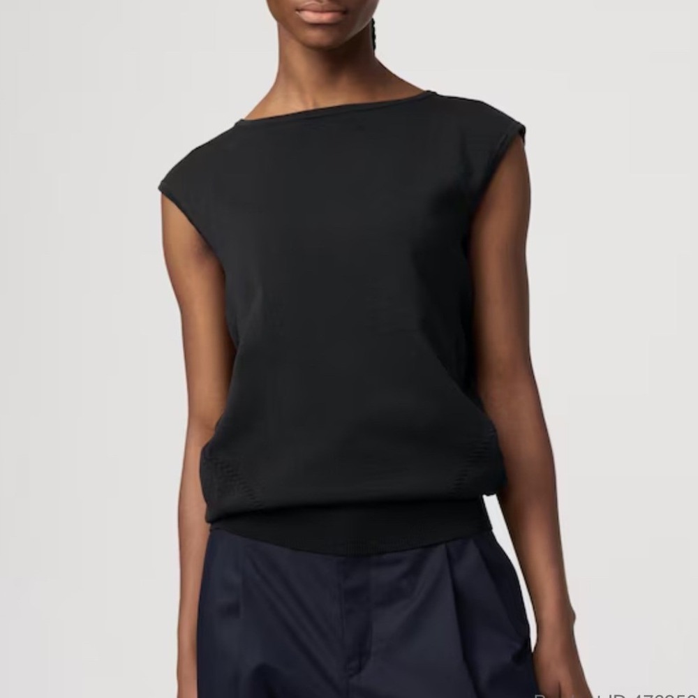 Uniqlo Cocoon Sweater Women Black Sleeveless Boat Neck Knit Top XL New with Tags